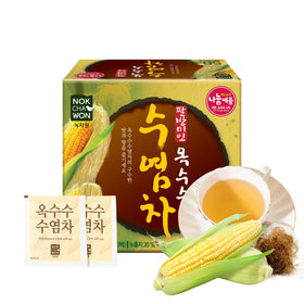 Nokchawon Korean Corn Silk Tea bags box closeup highlights freshness and aroma.