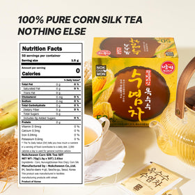 Nokchawon Korean Corn Silk Tea bags inside pouch shows convenient daily refreshment.