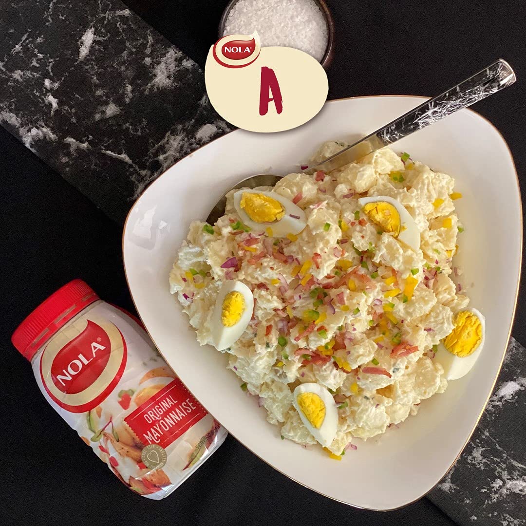 Closeup of Nola mayonnaise texture highlights balanced taste: creamy and approachable.