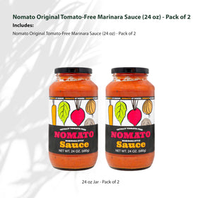 Nomato Original marinara bottle close-up, dairy-free and gluten-free appeal