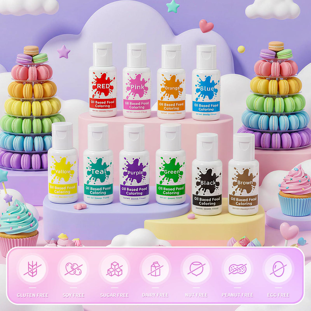 Nomeca oil-based coloring yellow bottle for bright cake tops and buttercream details