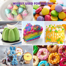 Nomeca green oil coloring bottle enhances fondant and frosting with bold color.
