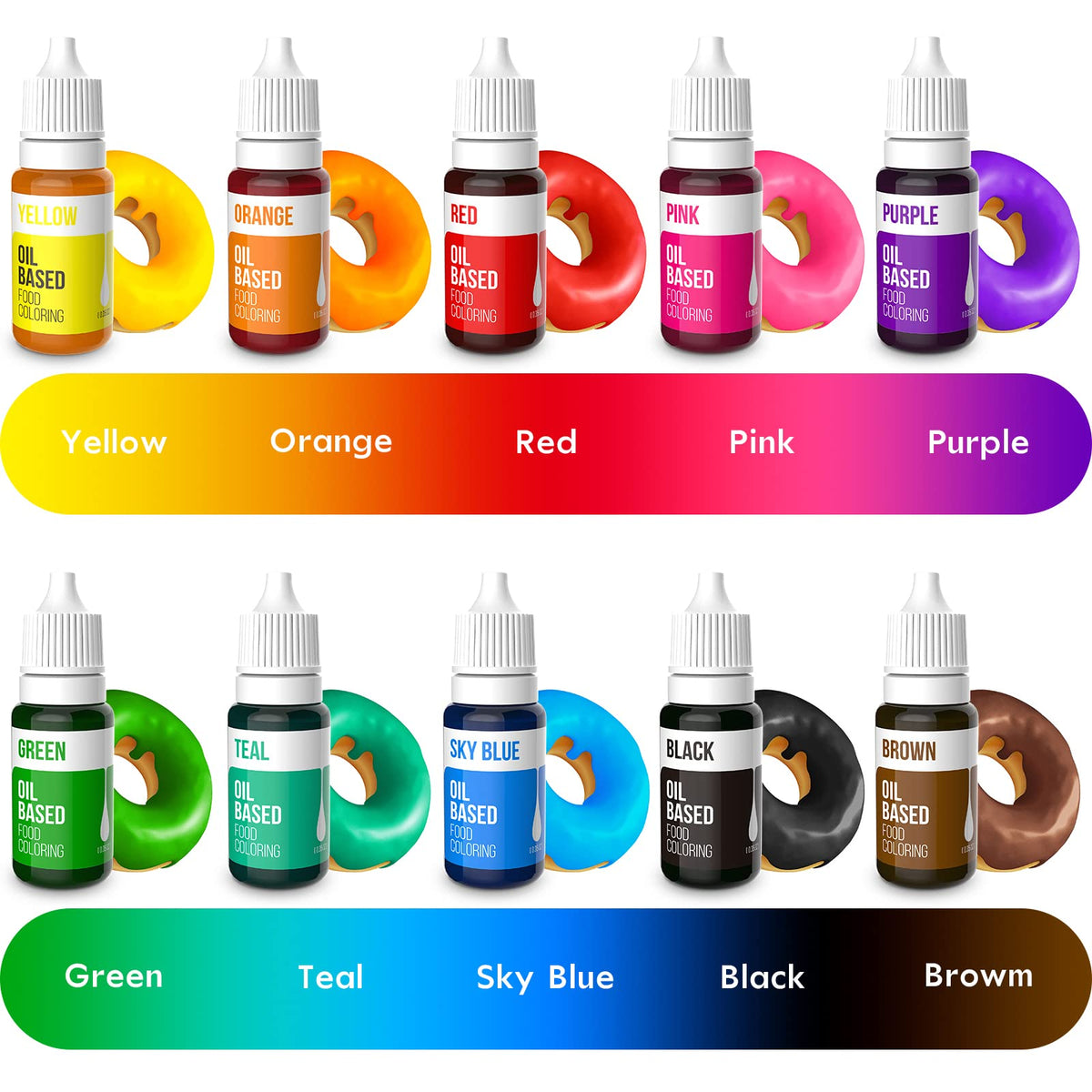 Nomeca orange oil coloring bottle delivers bright icing color for marbling and details.