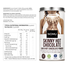 NOMU Skinny 60 percent Cocoa hot chocolate cup serve shows rich flavor for cozy moments
