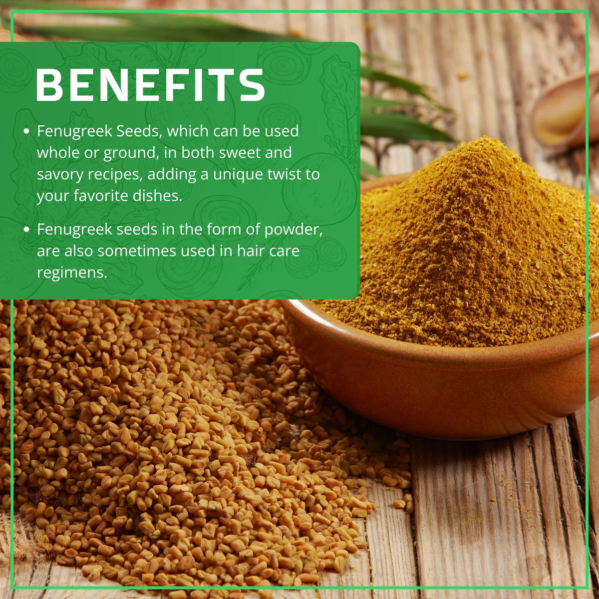 Non-GMO gluten-free label on fenugreek seed packaging.