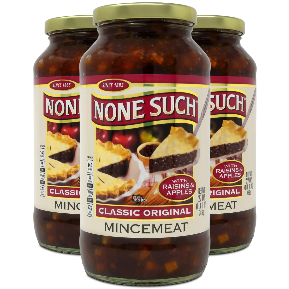 None Such classic mincemeat jar front view for holiday baking inspiration
