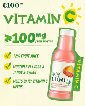 Nongfu Spring C100 Blood Orange pack shot emphasizing value and pack size