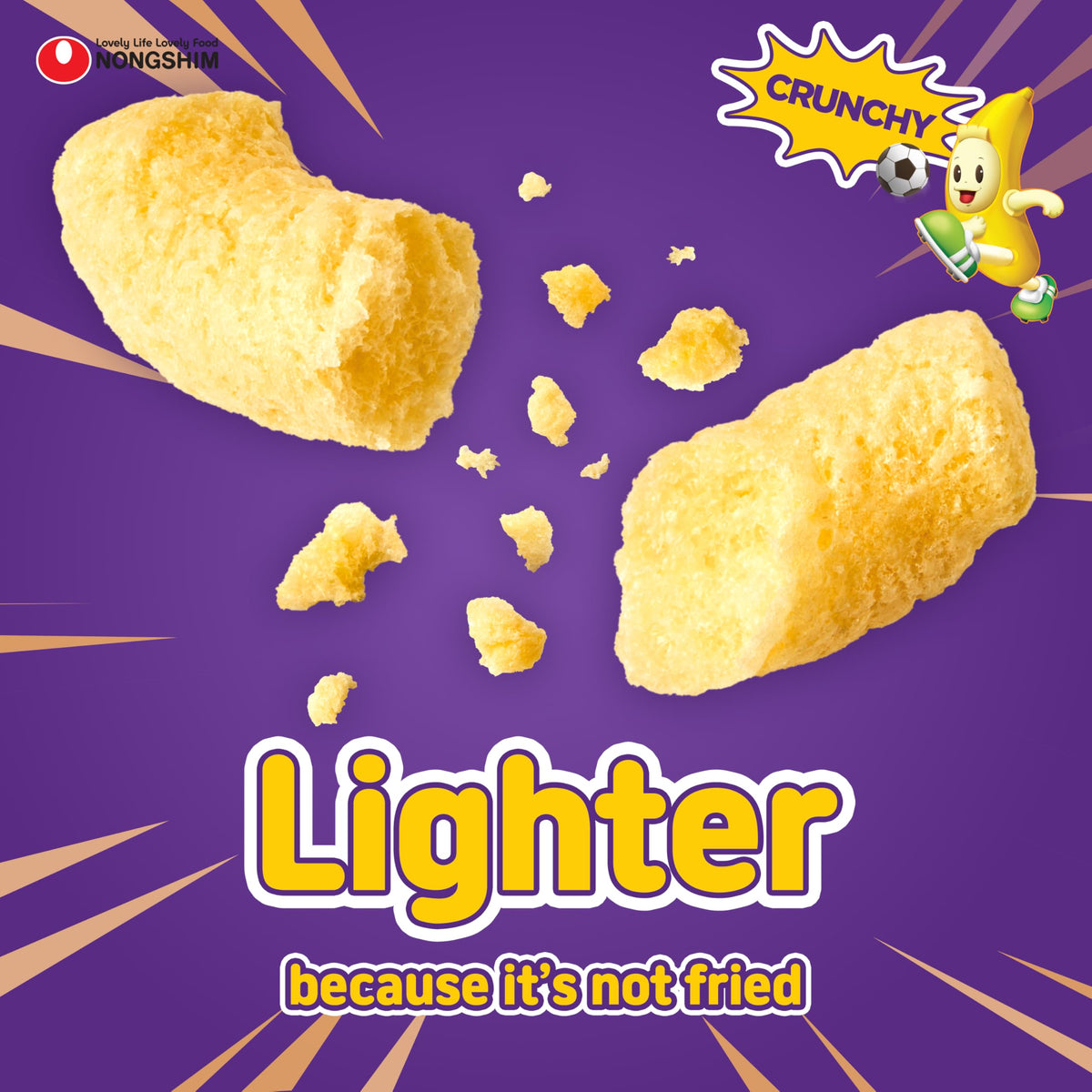 Nongshim Banana Kick banana-shaped puffs look playful and fun.