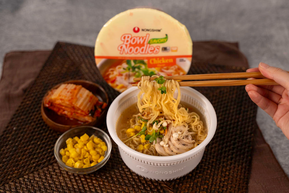 Nongshim BPA-free recyclable bowl communicates safe, easy cleanup after meal.