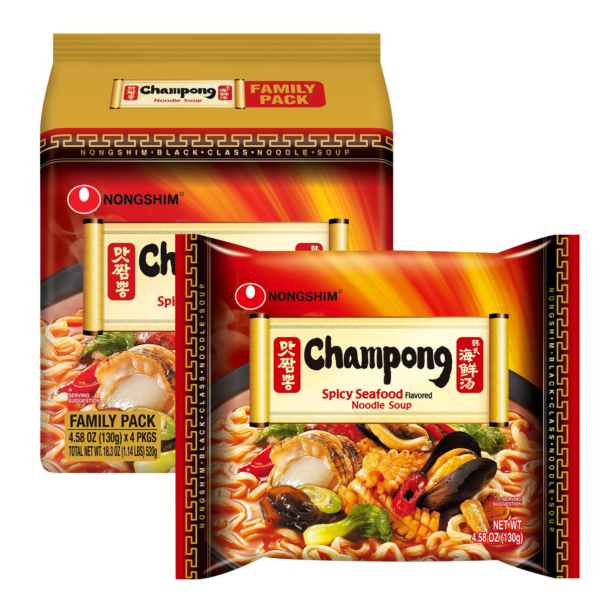 Nongshim Champong Ramyun pack-front, a convenient pantry staple for quick meals