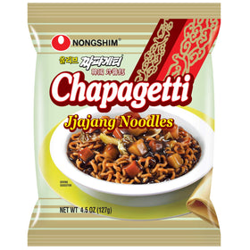 Nongshim Chapagetti packaging shows a convenient noodle kit for quick meals.