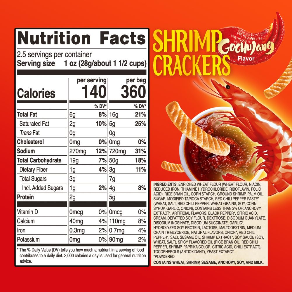 Nongshim Gochujang Shrimp Crackers close-up shows light, airy crunch.