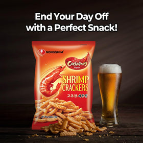 Nongshim Gochujang Shrimp Crackers ingredients panel visible on pack.