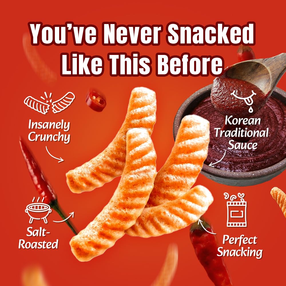 Nongshim Gochujang Shrimp Crackers on shelf attractively arranged for sharing.