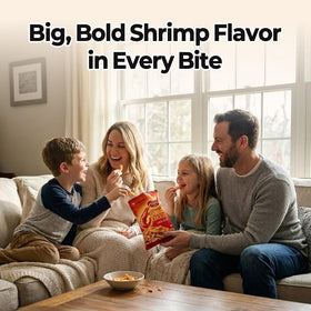 Nongshim Gochujang Shrimp Crackers bag being poured, perfect for on-the-go.