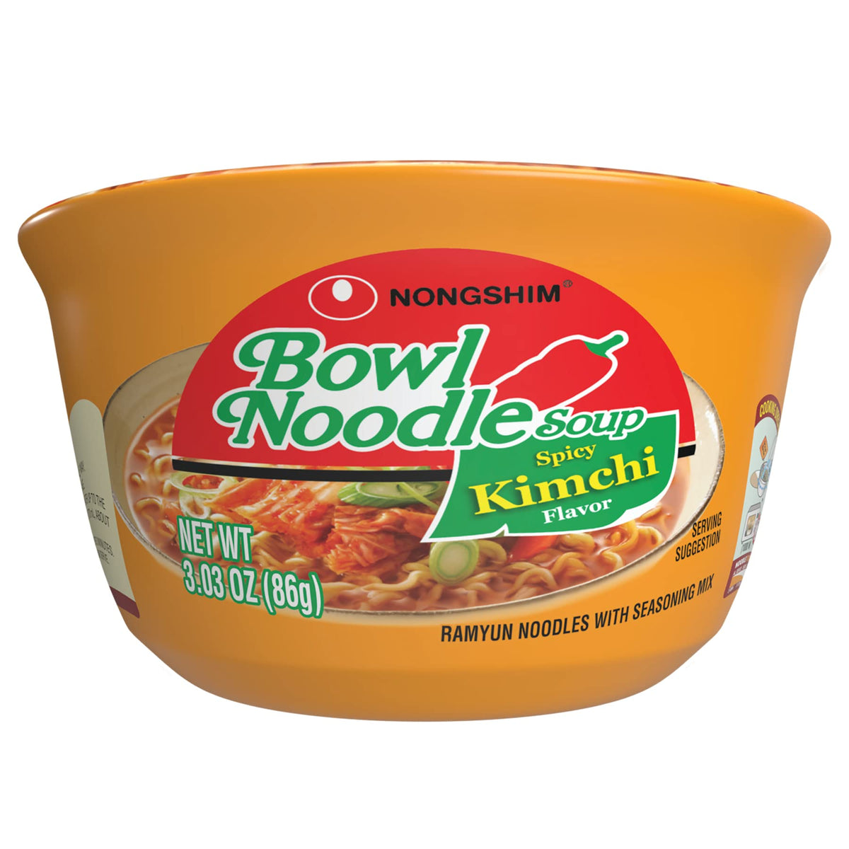 Nongshim kimchi bowl with noodles ready for a quick, flavorful meal.