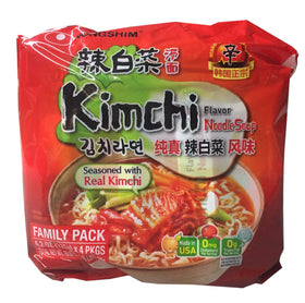 Nongshim Korean Ramen Family Pack kimchi front view for convenient family meals.