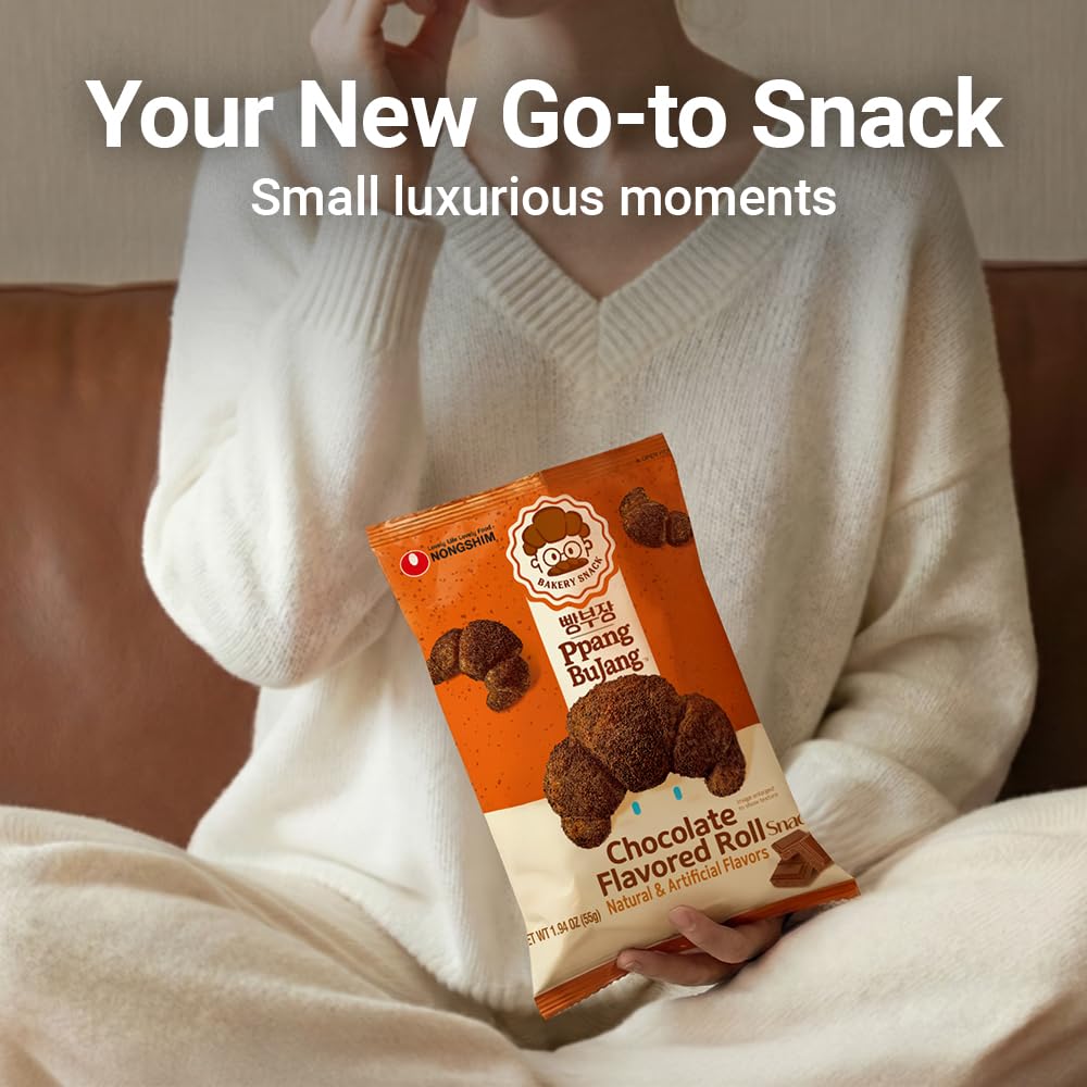 Nongshim Ppang Bujang chocolate roll snack in lunchbox-ready packaging