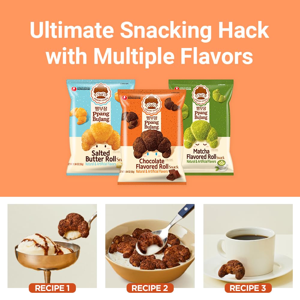 Nongshim Ppang Bujang chocolate roll snack on the go, convenient to carry