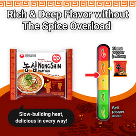 Nongshim Ramyun deep-simmered broth as a rich base for toppings.