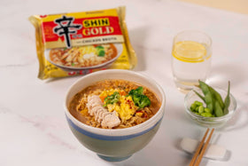 Microwave-ready Nongshim Shin Gold noodles for fast, tasty lunches