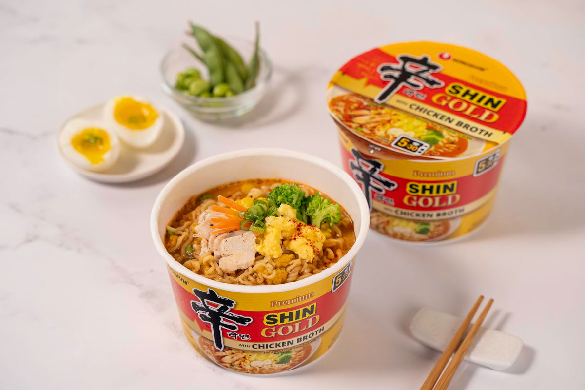 Nongshim Shin Gold sauce packet with vegetables and flavor boosters