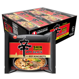 Nongshim Shin Ramyun Black noodles in a 16-pack, perfect for quick weeknight meals.