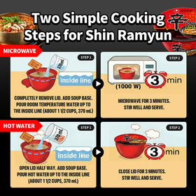 Nongshim Shin Ramyun Bowl noodles reveal chewy, satisfying texture.