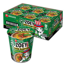 Nongshim Shin Ramyun Burger Hero cup closeup showing bold hamburger flavor