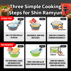 Spicy beef broth of Shin Ramyun warms the palate.