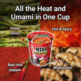 Nongshim Shin Ramyun Spicy Queen microwave-ready cup for easy, hands-free meals.