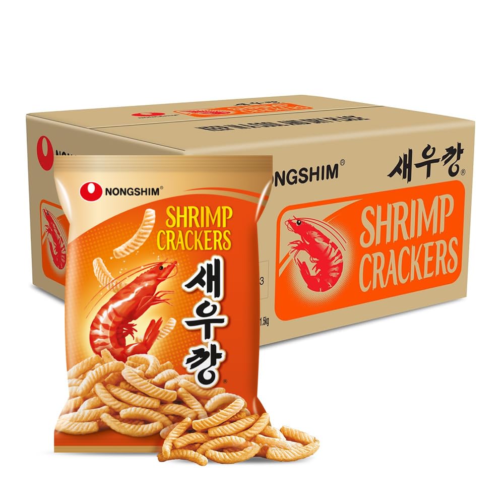 Nongshim Shrimp Crackers original bag with light, savory crunch.