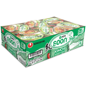 Nongshim Soon Kimchi Noodle Cup ingredients panel with vegetables.