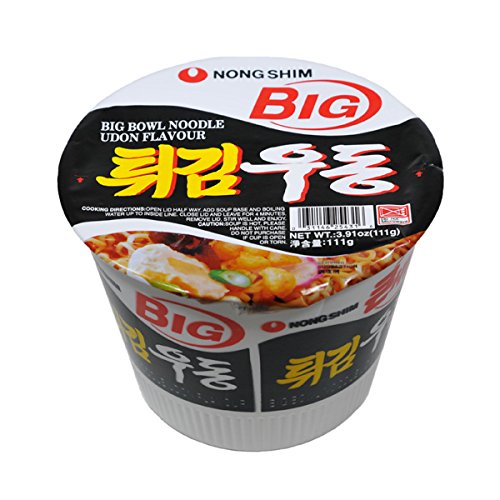 Nongshim Tempura Udon bok choy and onion slices add freshness.