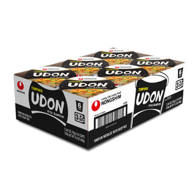 Nongshim Tempura Udon Cup front view showing quick, savory comfort in minutes.