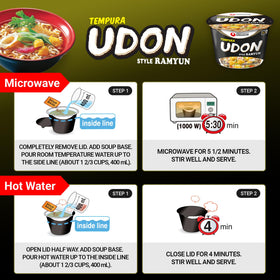Nongshim Tempura Udon microwave-ready packaging for lazy-day meals.