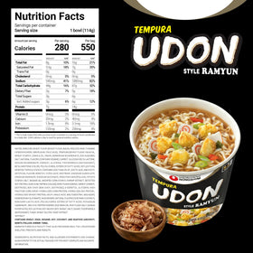 Nongshim Tempura Udon noodles close-up highlighting chewy texture that holds broth.