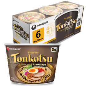 Nongshim Tonkotsu Ramen packaging shows six bowls for easy meals