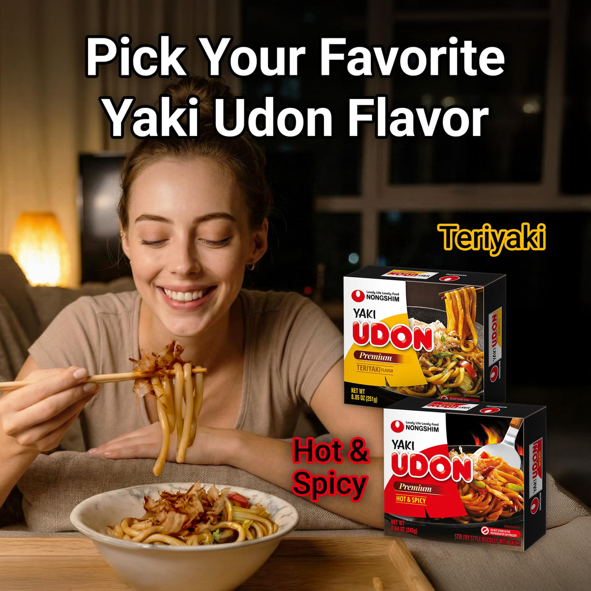 Nongshim Yaki Udon Teriyaki pack 10 offers quick dinners in minutes.