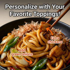 Nongshim Yaki Udon Teriyaki sauce glaze coats glossy noodles with bold umami.