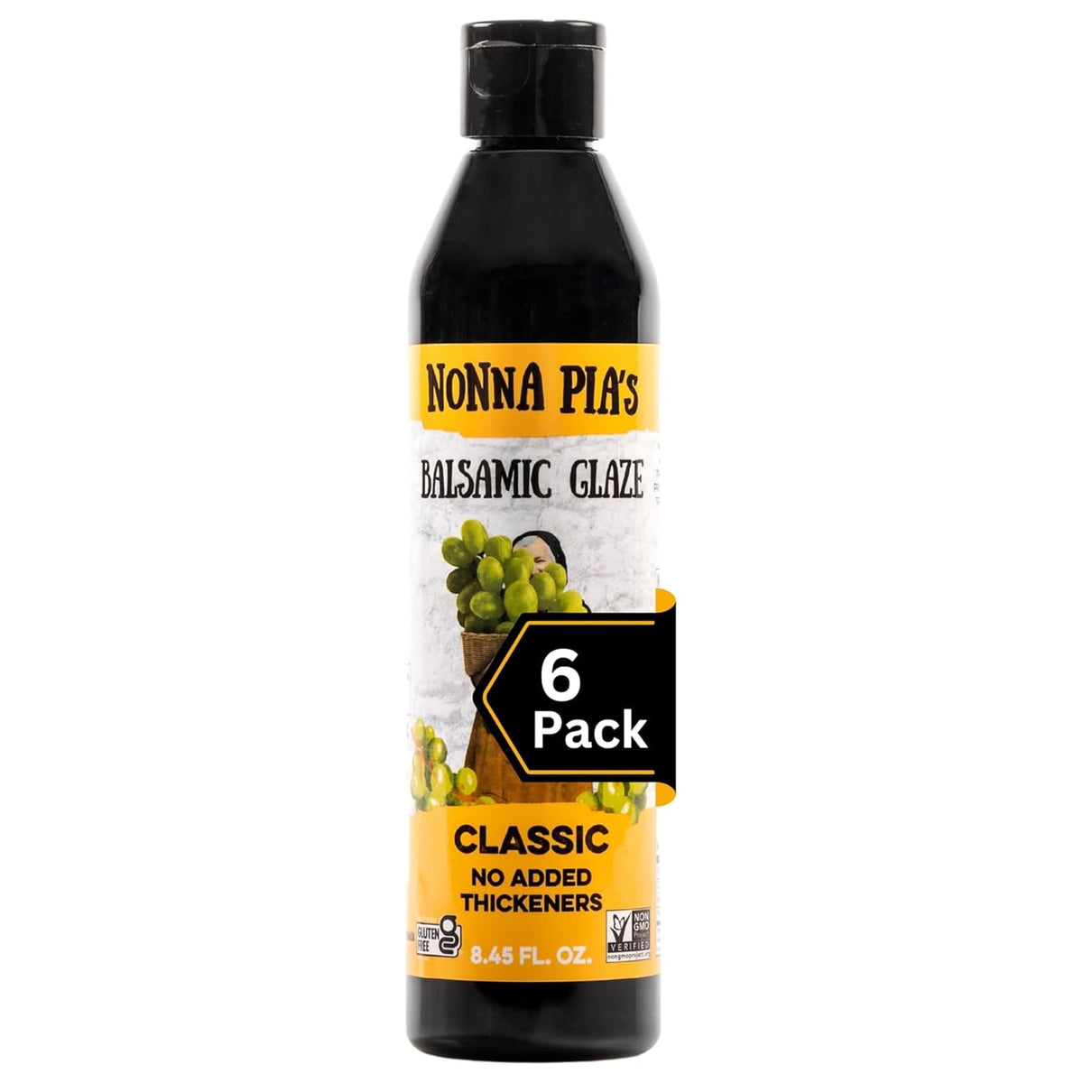 Nonna Pia's Classic Balsamic Glaze bottle with velvety gloss for rich drizzles