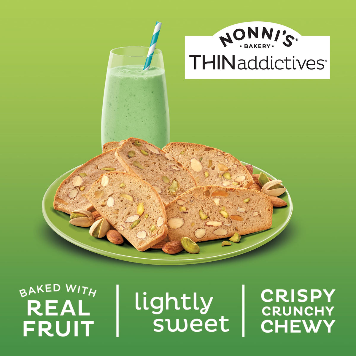 Nonni's Almond Thins served on a dessert plate for sharing