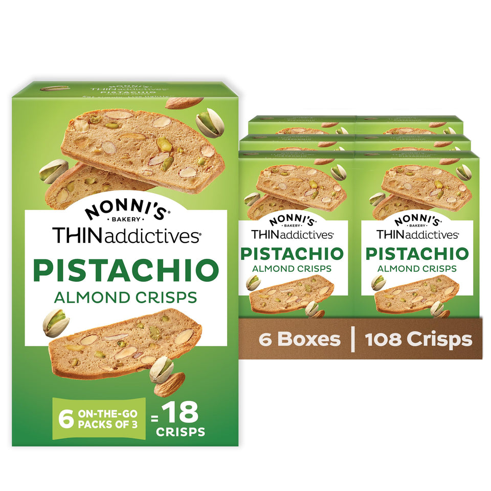 Nonni's Almond Thins Pistachio pack for convenient on-the-go snacking