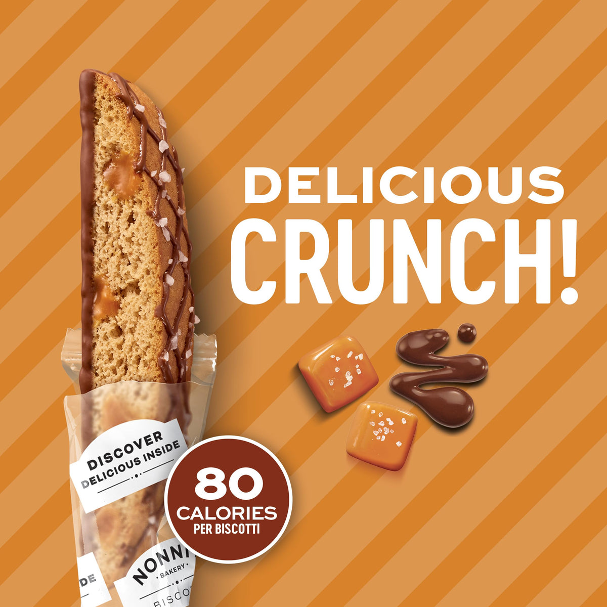 25-count carton of Nonni's Biscotti on a cafe counter