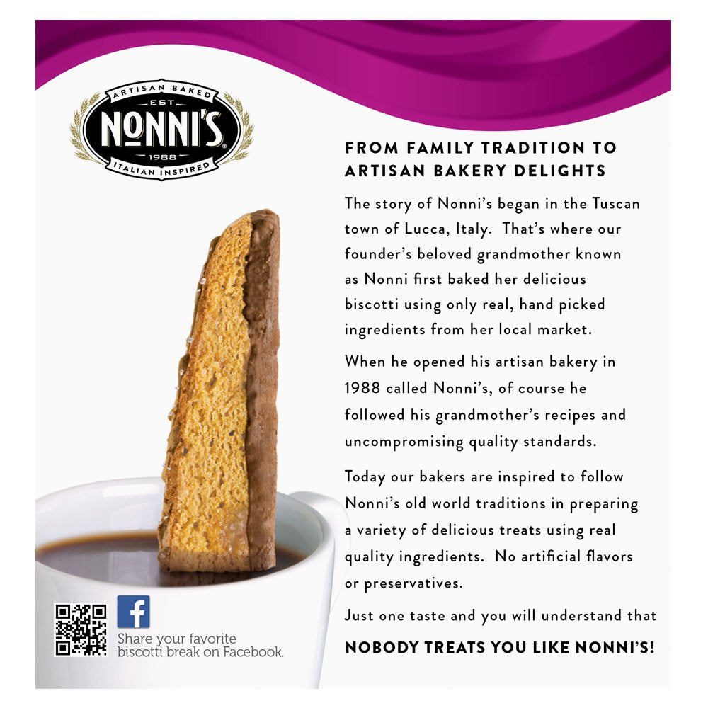 Nonni's salted caramel biscotti chocolate-dipped exterior and crisp bite