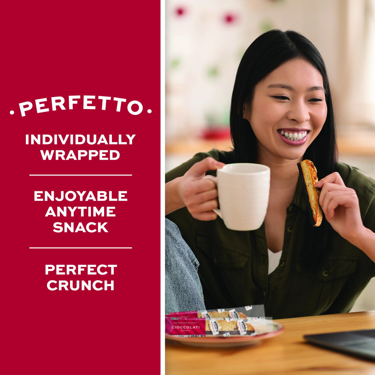 Nonni's biscotti paired with coffee, tea, milk for a satisfying dunk