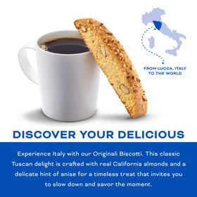 Nonni's biscotti close-up reveals crispy texture perfect with coffee.