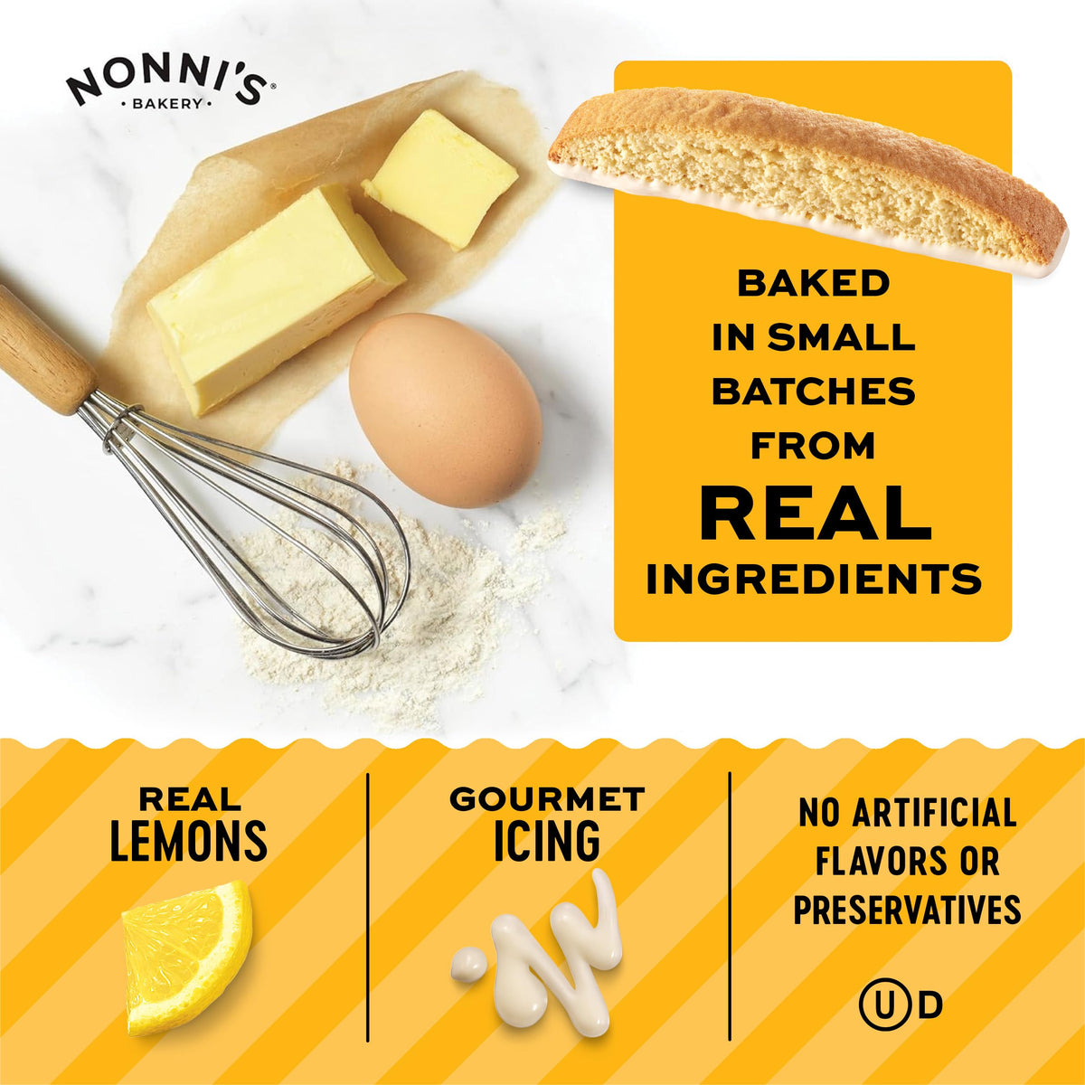Nonni's Limone biscotti individually wrapped for freshness on the go