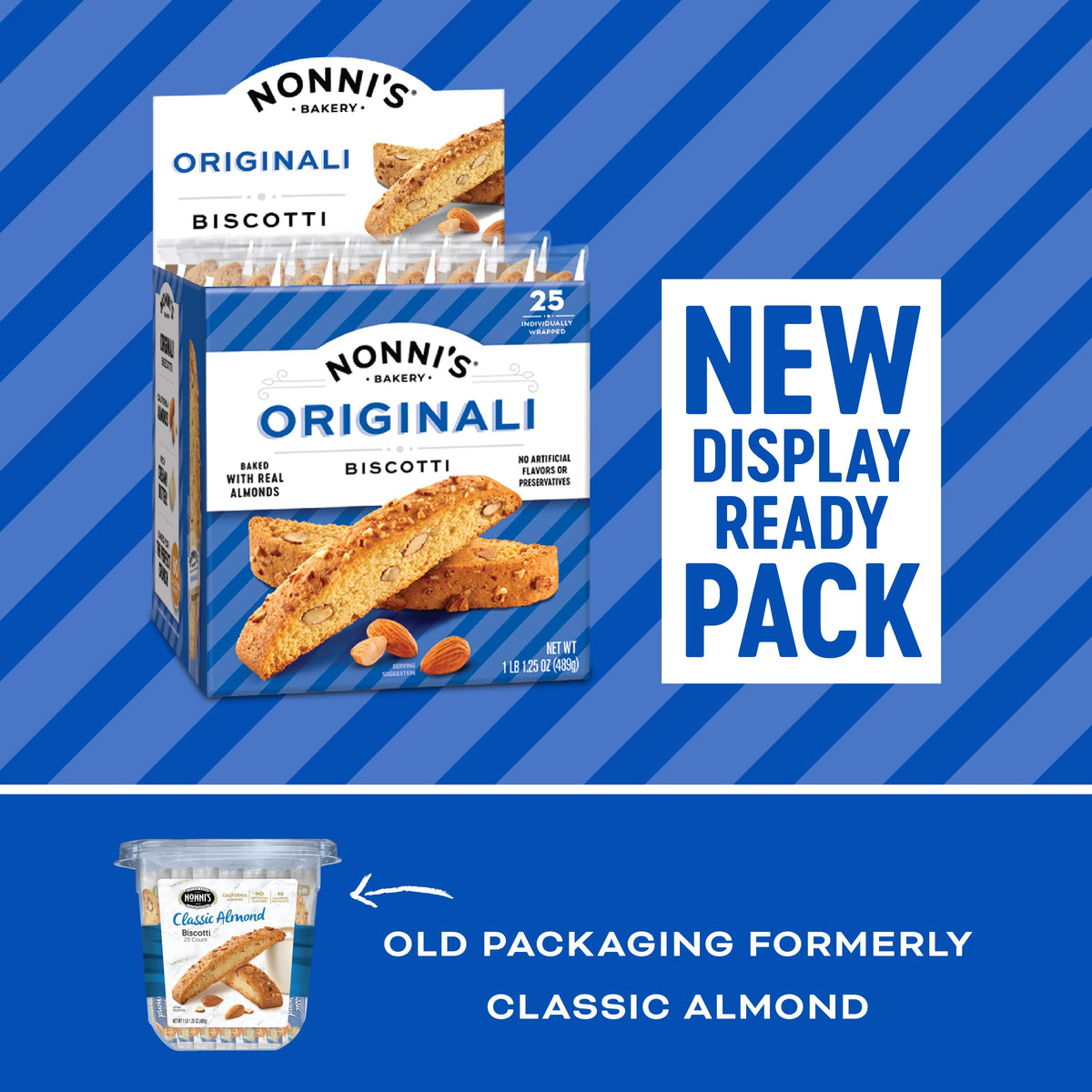 Nonni's packaging with nutrition facts confirms retail-ready convenience.