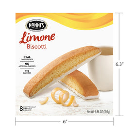 Nonni's Limone biscotti individually wrapped, preserved freshness